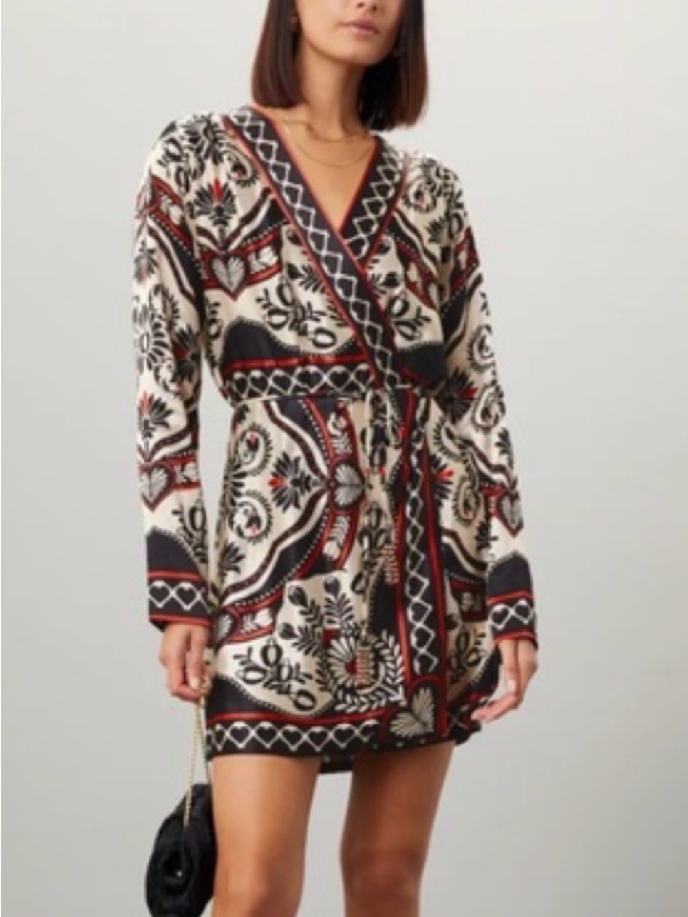 Farm Rio Passion Scarf Wrap Mini Dress v neck size XL kimono dress - Picture 5 of 5